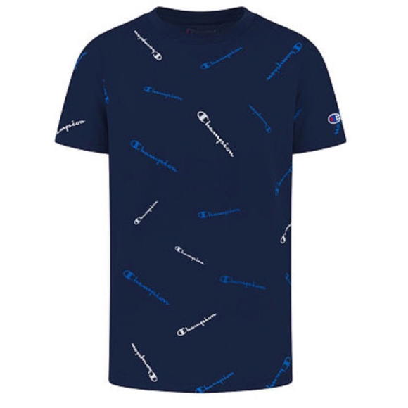 Champion Other - CHAMPION:  Boys (8-20) Tossed Script Print T-Shirt - Navy